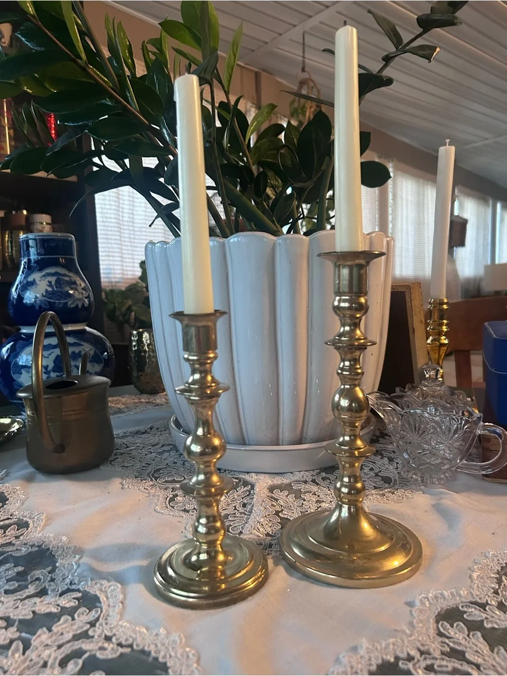 Brass Candlestick Pair – Classic Gold Home Accent, Vintage
